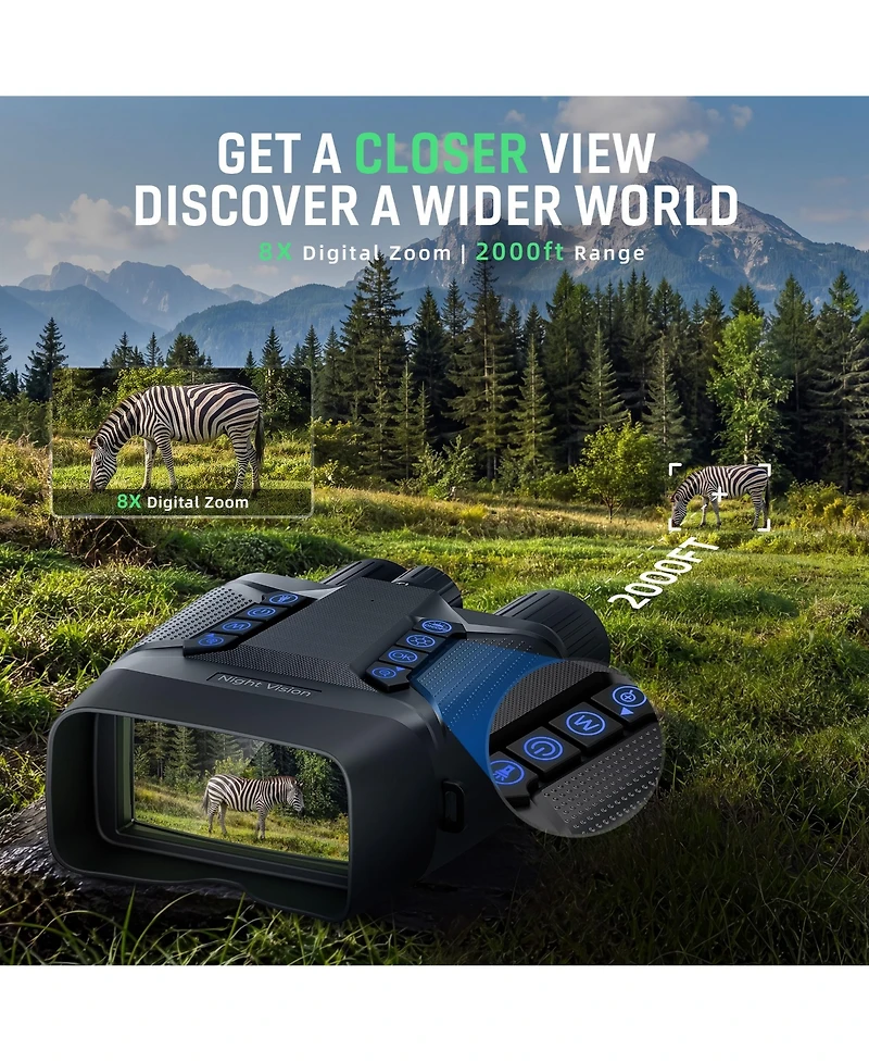 Sugift 4K Night Vision Goggles, 8X Digital Binoculars with 3.99 inch Screen 64GB Card 2000FT Range 40MP Photo and Video for Adults