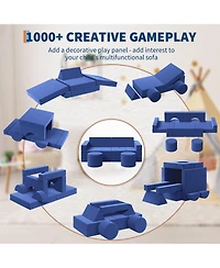 homfan 13-Piece Modular Play Couch Set, Convertible Foam Sofa with Washable Velvet Covers, Fold-Out Floor Chair for Playroom, Bedroom, Living Room