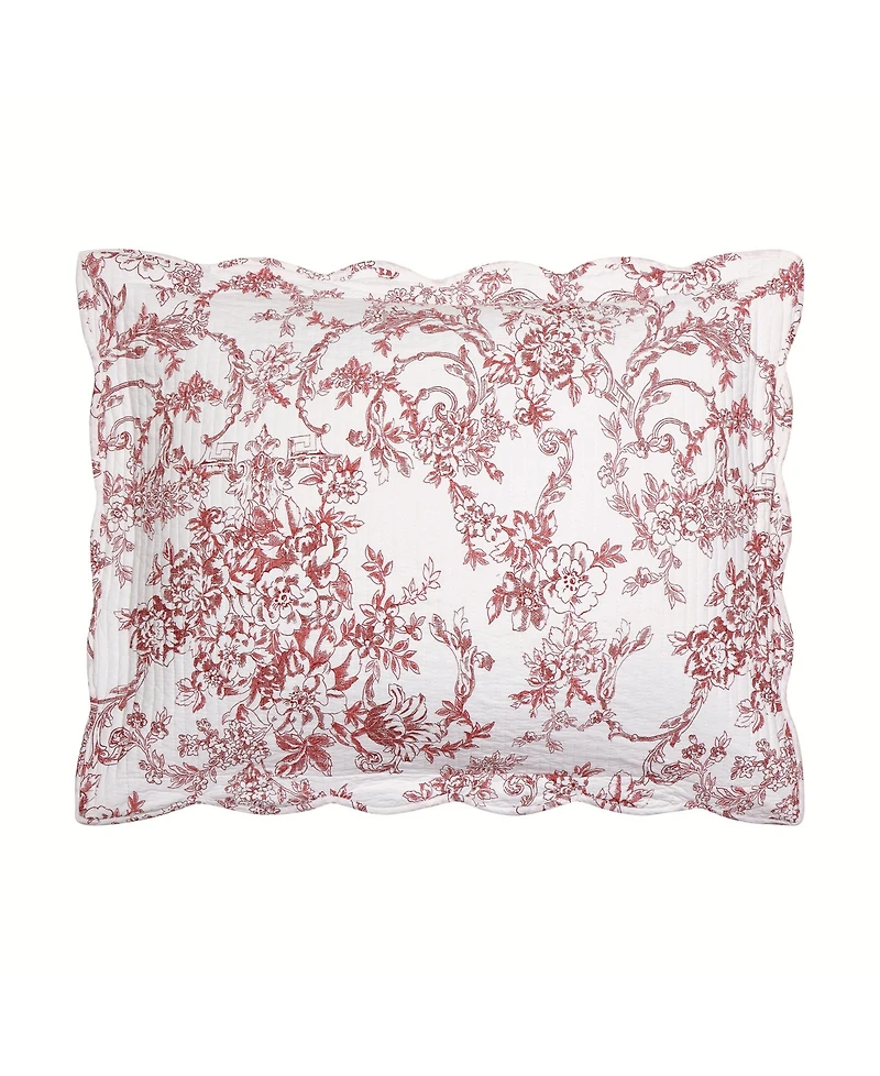 Modern Heirloom Garden Toile Reversible 3-Piece Quilt Set, Full/Queen