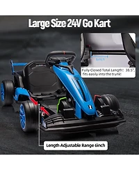 homfan High-Speed 24V Drift Go Kart, Adjustable Seat, Dual Motors, Up to 8.5MPH, Eva Silent Wheels, Max 135lbs