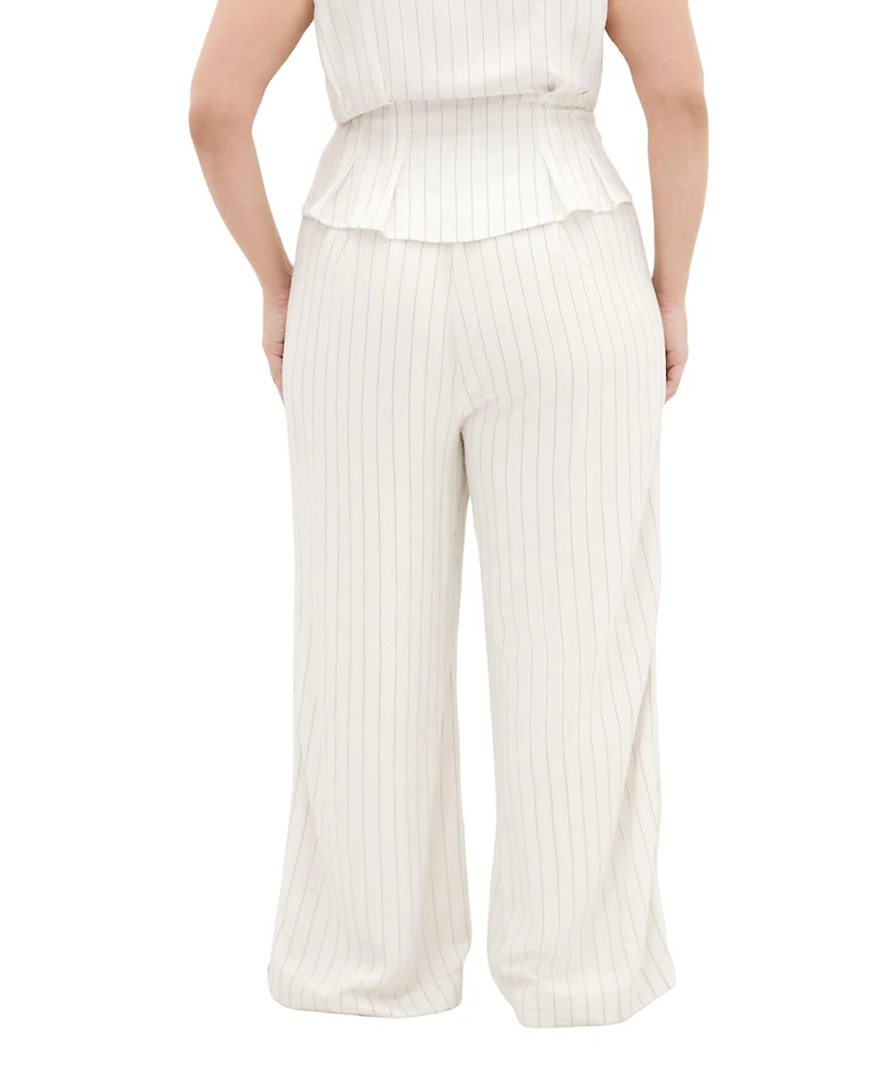 City Chic Plus Eva Stripe Wide Leg Pant