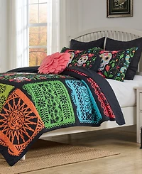 Greenland Home Fashions Day of the Dead Reversible 3-Piece Quilt Set