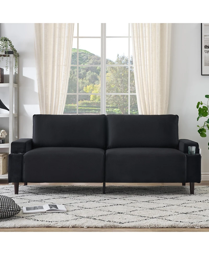 homfan 80.7'' Modern Fabric Recliner Sofa with Storage Bag and Cup Holders, Loveseat for Small Space, Dorm, Office, Bedroom, Apartment