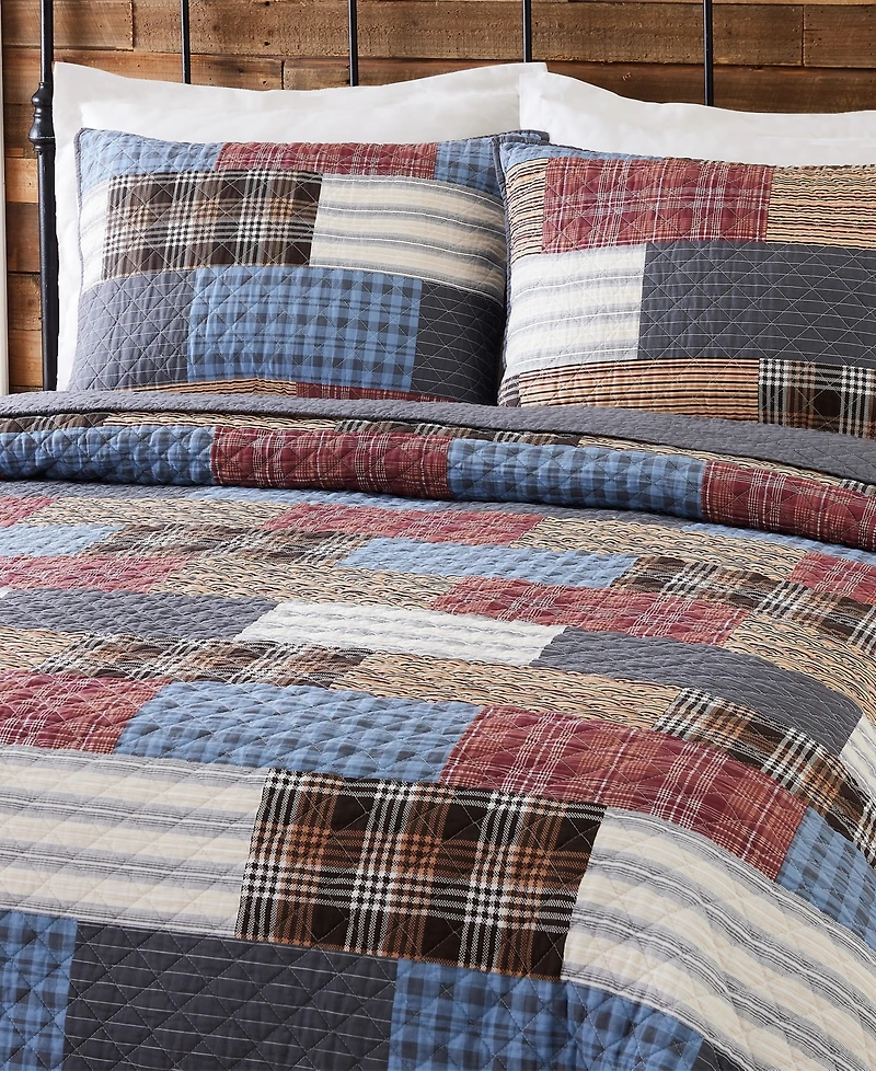 Modern Heirloom Cabin Patchwork Printed 3-Piece Quilt Set