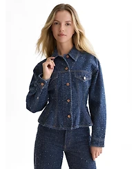 Scotch & Soda Women's Peplum Waisted Textured Weave Denim Jacket