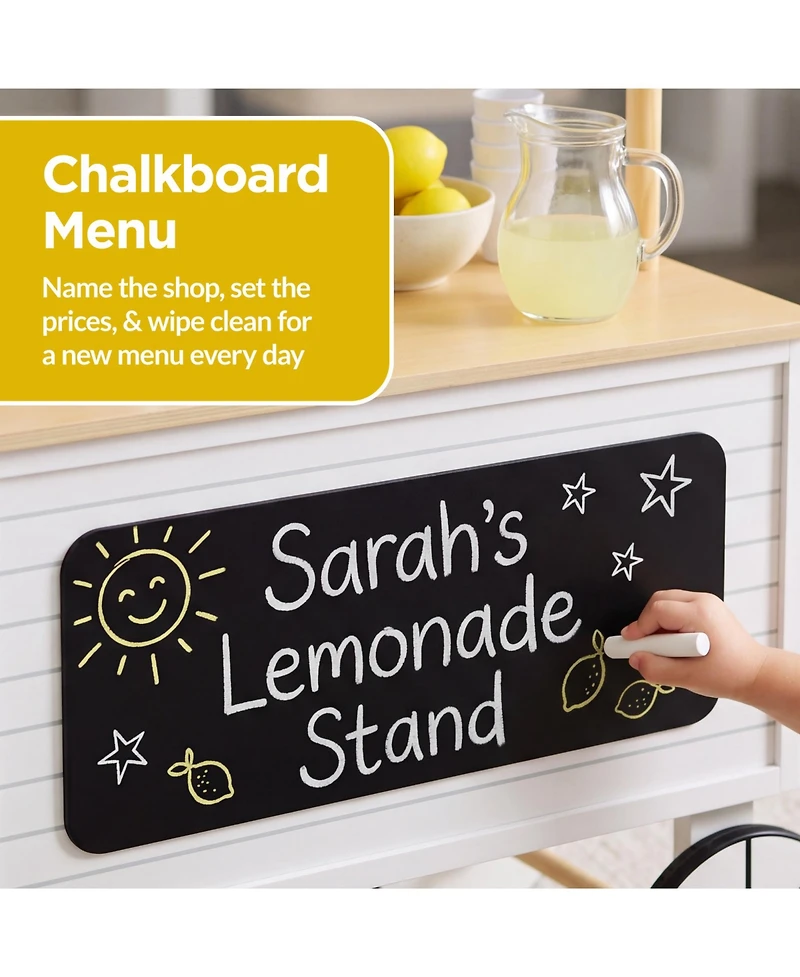 Best Choice Products Kids Lemonade Stand Canopy Chalkboard Wheels 8-Piece Play Kitchen, Ages 3+