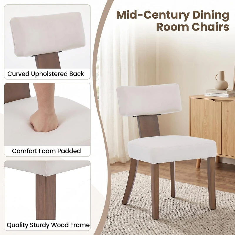 homfan Mid-Century Upholstered Dining Chair, Armless Seat with Padded Cushion and Rectangular Backrest for Spaces Home Interiors