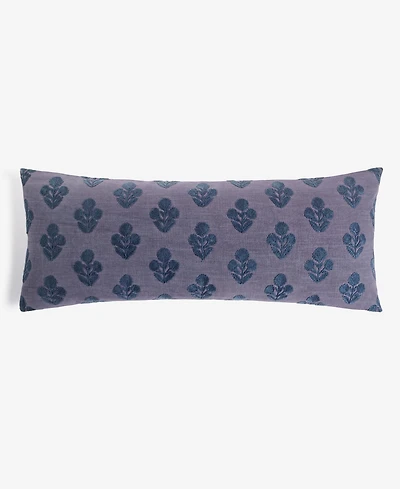 Oake Lumbar Block Print Cotton Decorative Pillow, 14" x 36"