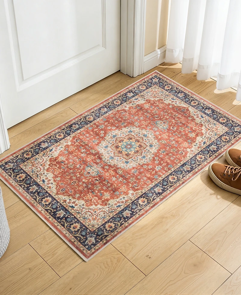 Mink Home Homewell Machine Washable HAM4004 2'x2'11" Runner Area Rug