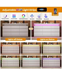 homfan 9 Drawer Dresser for Bedroom, 63" Wide Chest with Led Light and Charging Station, Tv Stand Multi-Functional Organizer Living Room
