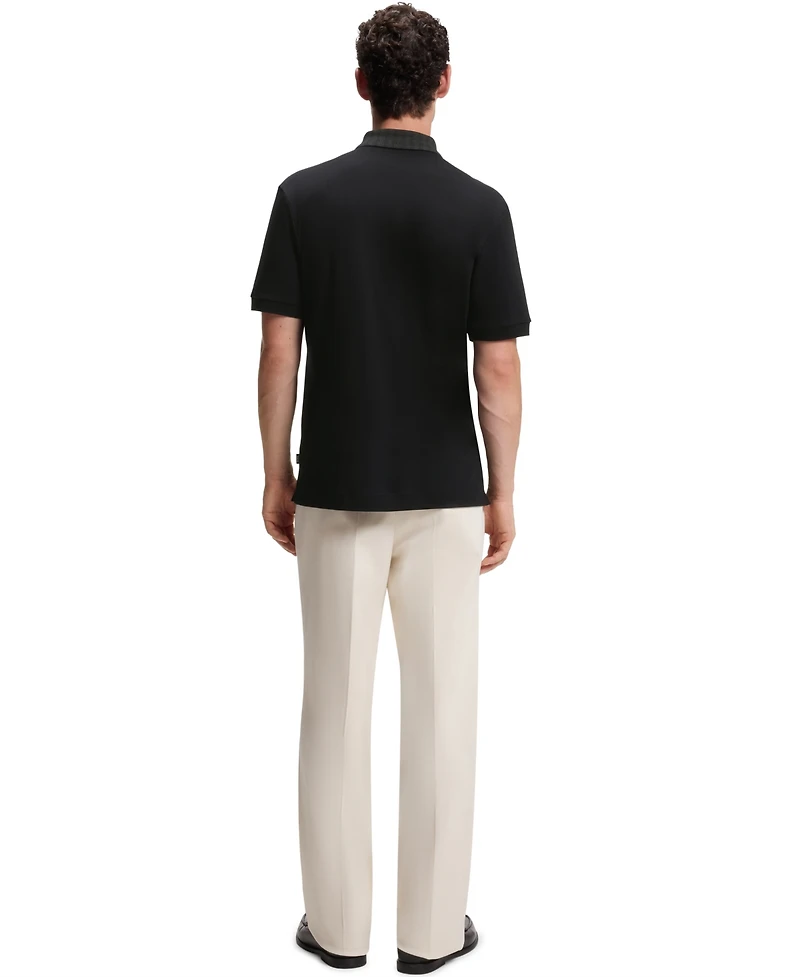 Boss by Hugo Men's Cotton Regular-Fit Patterned Collar Polo Shirt