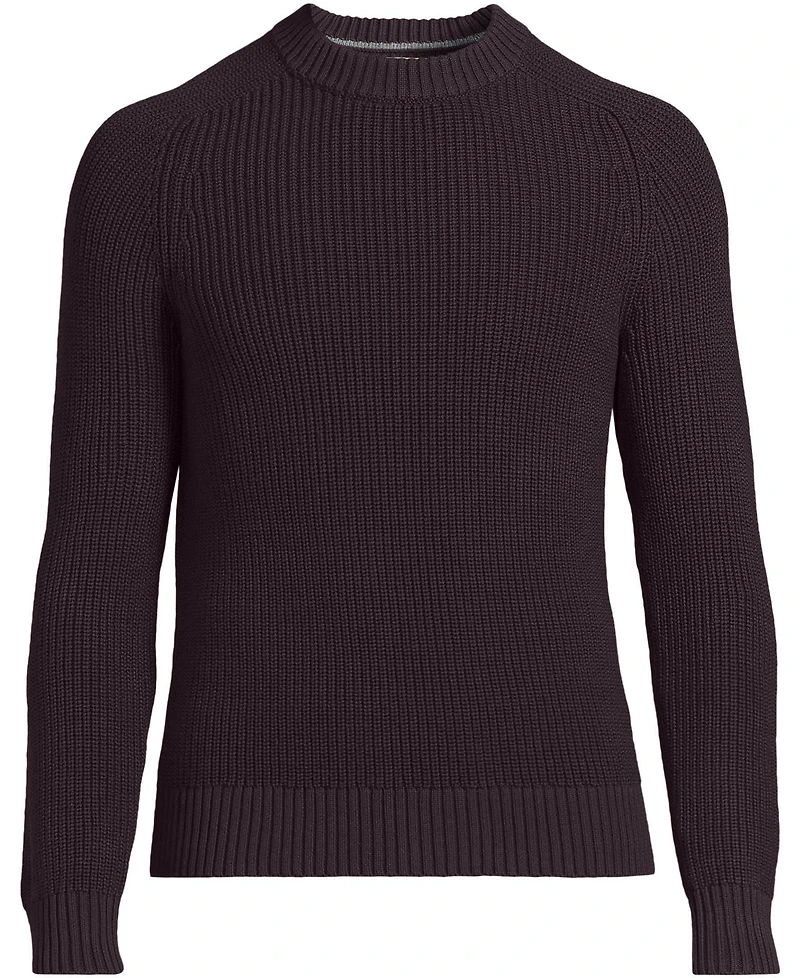 Lands' End Men's Cotton Drifter Saddle Crewneck Shaker Sweater