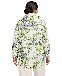 Lands' End Plus Print Waterproof Hooded Packable Raincoat