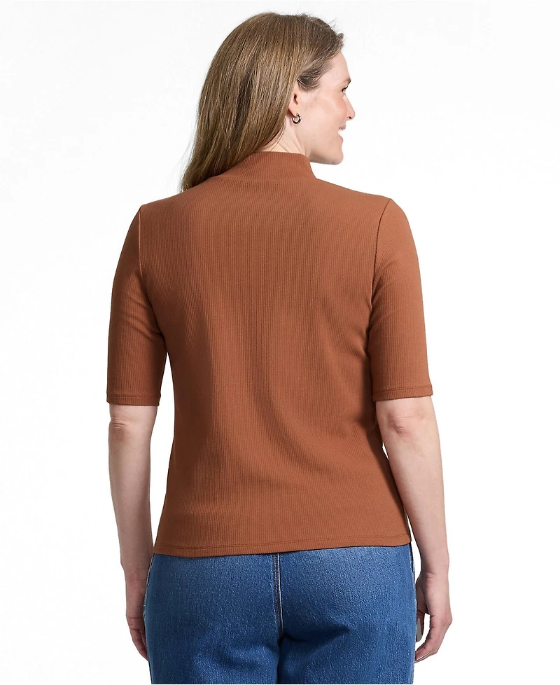 Lands' End Women's Wide Rib Mock Turtleneck