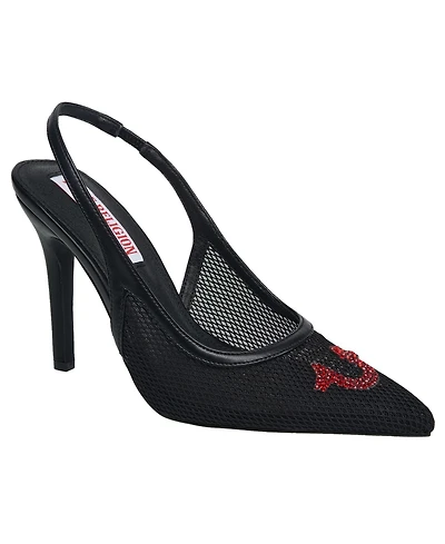 True Religion Women's Ella Mesh Horseshoe Logo Heel