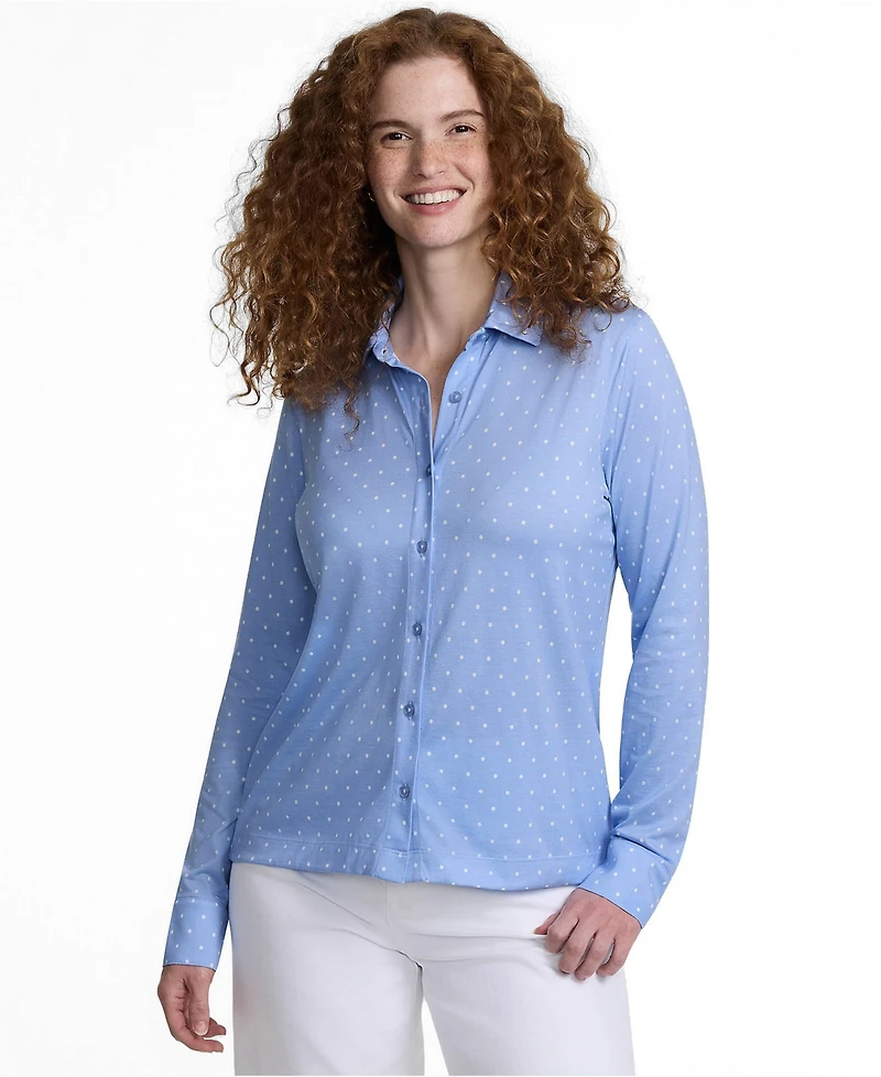 Lands' End Women's Long Sleeve Supima Cotton Relaxed Button Front Shirt