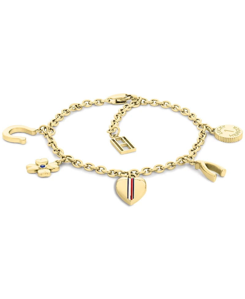 Tommy Hilfiger Women's Lucky Charm Gold-Tone Stainless Steel Bracelet