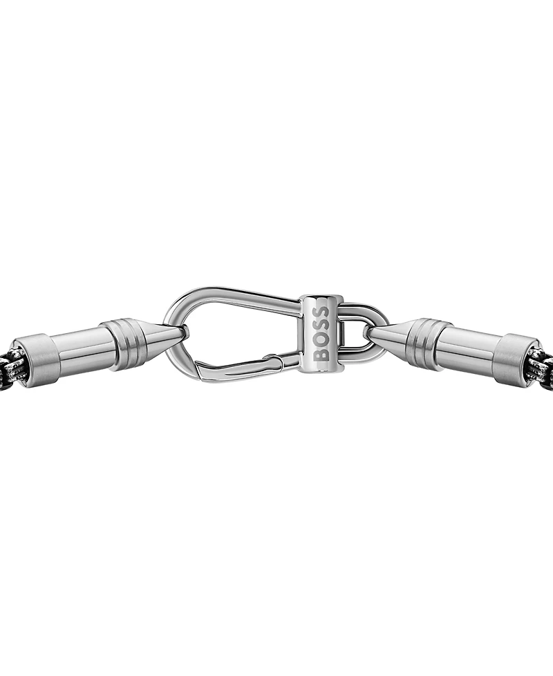 Hugo Boss Men's Liam Stainless Steel Ionic Plated Antique Silver Steel Bracelet