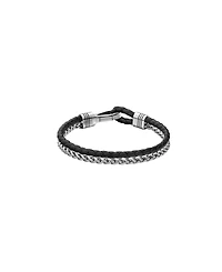 Hugo Boss Men's Jaxon Stainless Steel Black Leather Bracelet