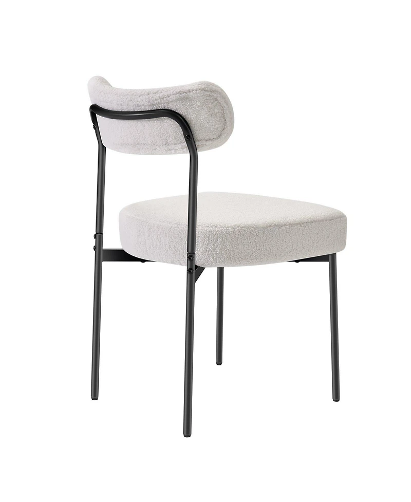 Slickblue Set of 2 Boucle Dining Chairs with Curved Back and Metal Legs