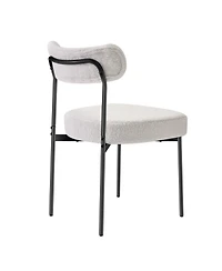 Slickblue Set of 2 Boucle Dining Chairs with Curved Back and Metal Legs