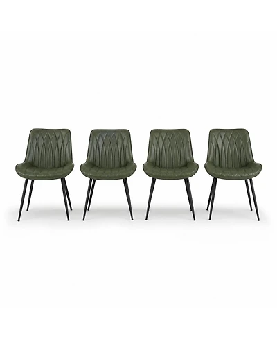 homfan Faux Leather Dining Chairs Set of 4 with Steel Legs and Curved Backrest