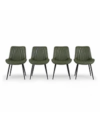 homfan Faux Leather Dining Chairs Set of 4 with Steel Legs and Curved Backrest