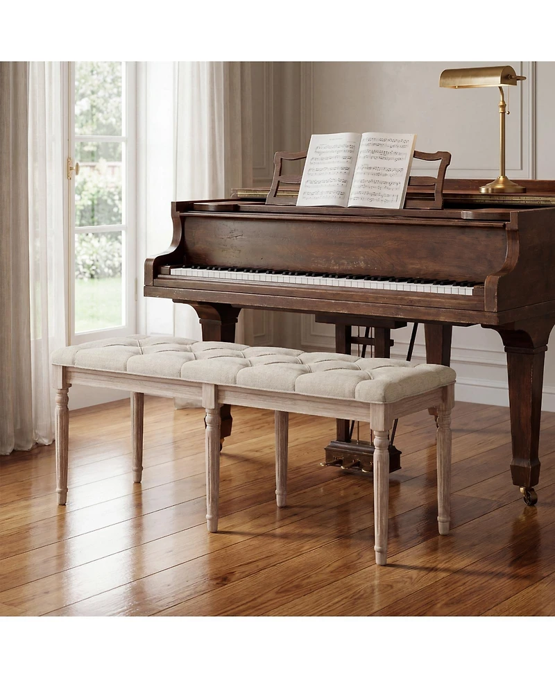 Costway 47.5" End of Bed Bench with Tufted Decoration and Antiqued Legs for Living Room