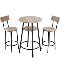 Slickblue 3-Piece Light Bar Table Set with 2 Stools Round Pub Table