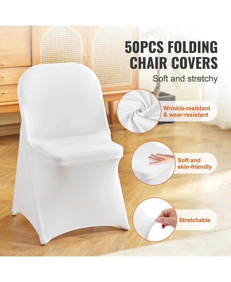 Sugift 50Pieces Stretch Spandex Folding Chair Covers Removable Washable Protective Slipcovers Universal Fit
