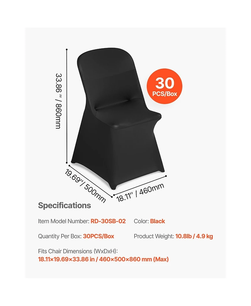 Sugift 30 Pieces Polyester Spandex Stretch Chair Covers Flat-Front Fits Up to 18.11 x 19.69 x 33.86