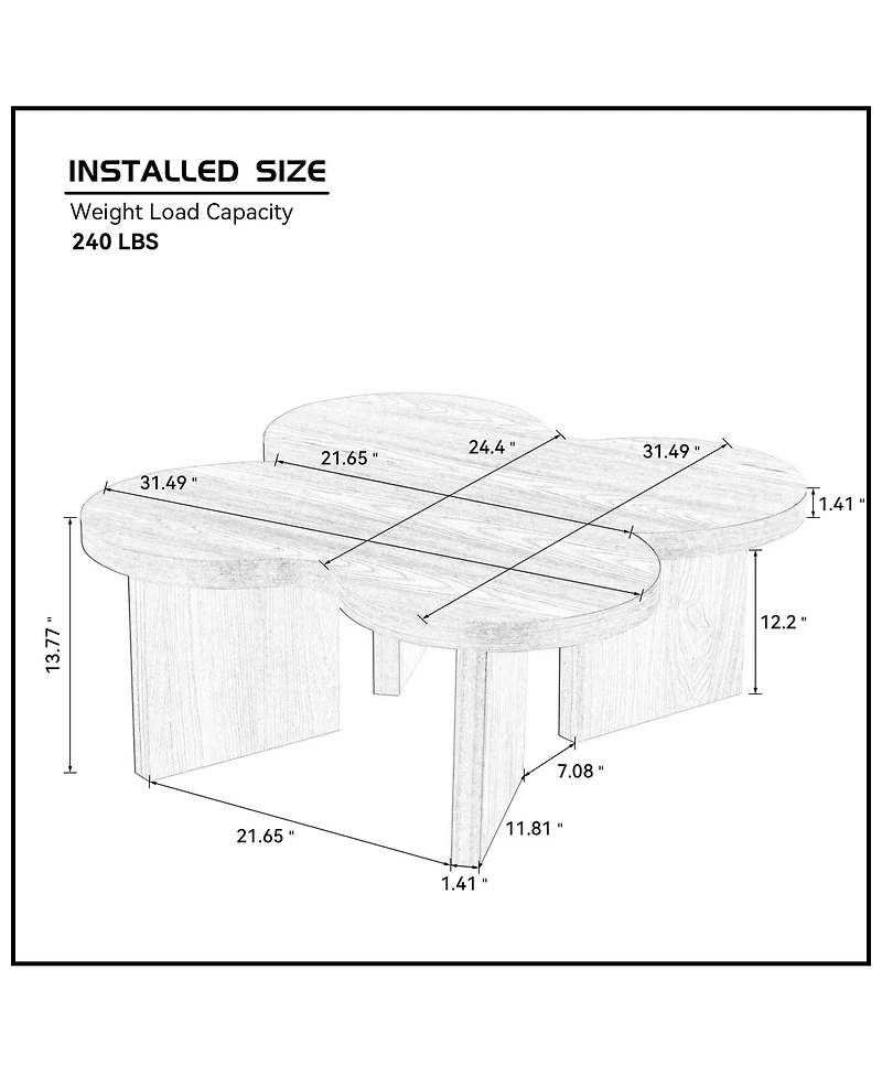 Flynama 31.49" Butterfly Shaped Mdf Coffee Table