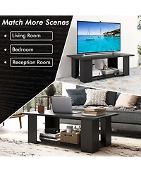 Costway Coffee Table 2-Tier Modern Center Cocktail with Storage Shelf for Living Room