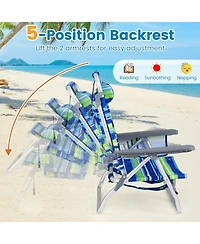 Gouun Set of 2 Portable Folding Backpack Beach Recliner Chairs with 5-Position Back