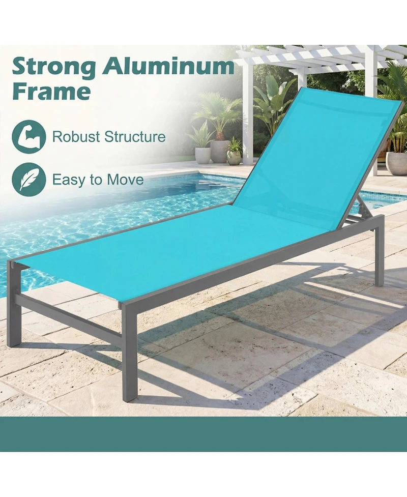 Gouun 6-Position Outdoor Chaise Lounge Chair with Rustproof Aluminium Frame