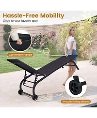 Gouun Outdoor Chaise Lounge Chair with Wheels and Heavy-Duty Metal Frame