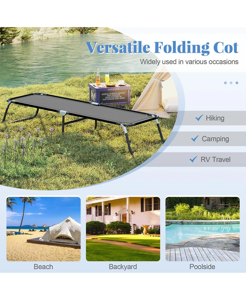 Costway Folding Camping Bed Chaise Lounge Outdoor Portable Military Cot Sleeping Hiking Travel