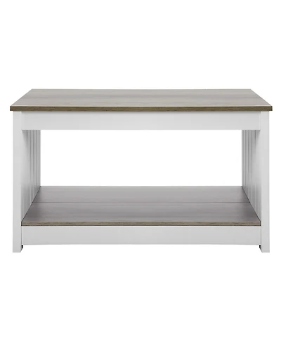 Slickblue Farmhouse Square Coffee Table with Open Storage Compartment