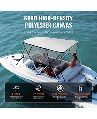 Sugift 4 Bow Bimini Top Boat Cover with Mesh Sidewalls 600D Polyester