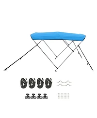 Sugift 3 Bow Boat Bimini Top 600D Polyester Canopy Aluminum Frame 6Lx61in-66inW x46inH