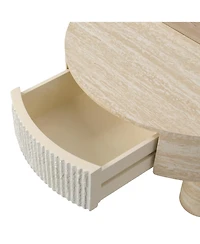 Flynama Round Coffee Table with Flip Top Storage Fluted Modern Mdf Living Room Center Table
