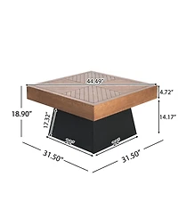 Flynama 31.5" Square Mid-Century Coffee Table, Wood-Grain Top and Base Farmhouse Center Table