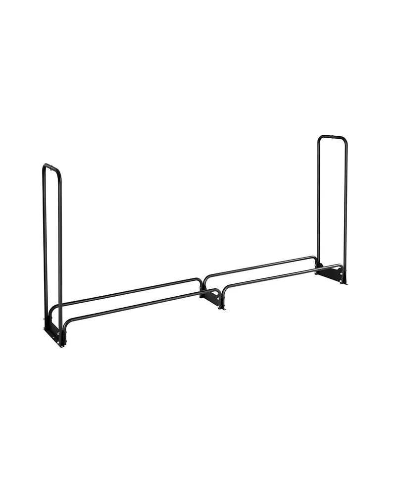 Slickblue Outdoor Firewood Rack with Top Waterproof Cover, Metal Log Holder for 1/2 Cord Wood Storage