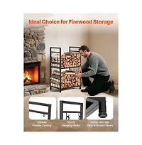 Slickblue 1.3ft Indoor Firewood Rack with Tools 400lb Capacity Log Storage Holder