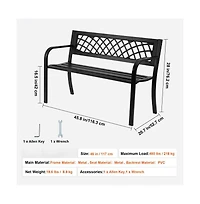 Slickblue 46in Outdoor Metal Bench with Armrests for Garden Yard and Park
