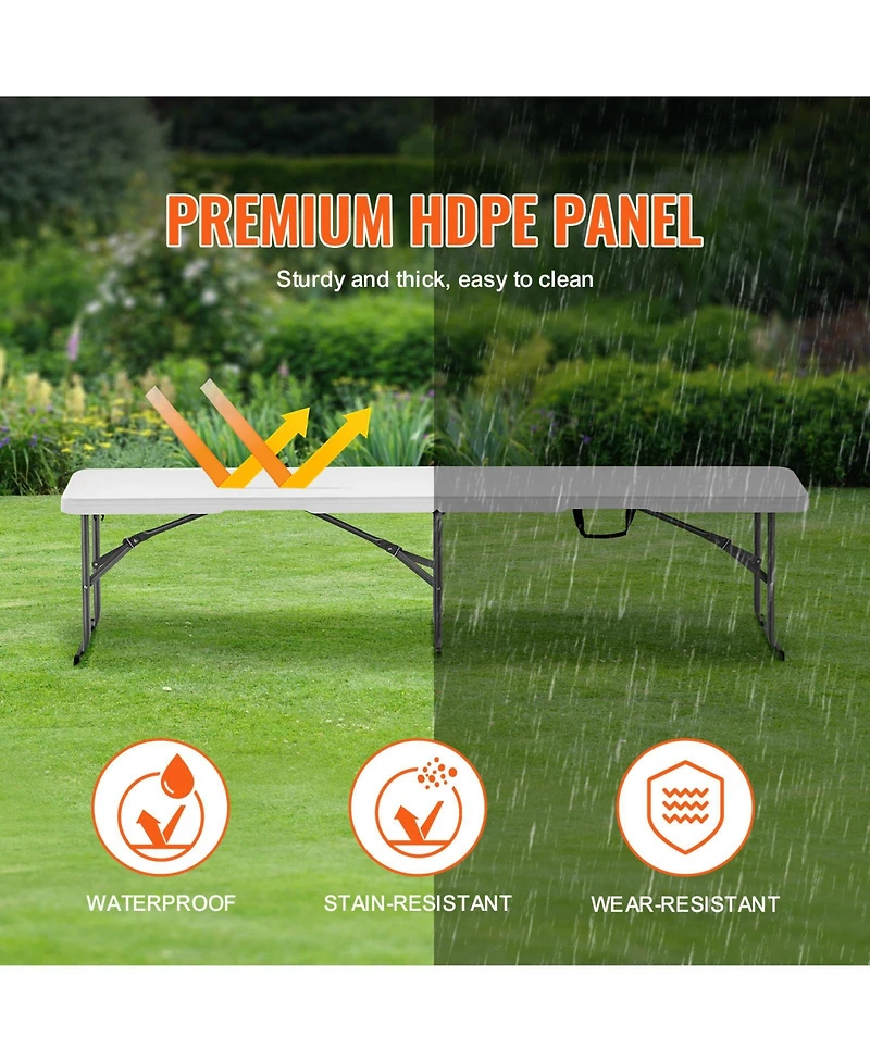 Sugift 6 ft Portable Folding Bench Hdpe Seat for Indoor Outdoor Picnic Patio Camping 1 Pack