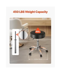 Sugift 450 lbs Height Adjustable Pu Leather Rolling Swivel Stool for Salon Spa Massage Tattoo Clinic
