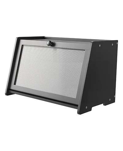 Sugift Large Capacity Bamboo Bread Box with Acrylic Wavy Door Panel