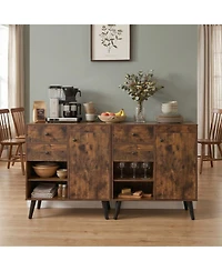 Sugift 31-Inch Buffet Cabinet Set of 2 with 2 Drawers and Open Compartments