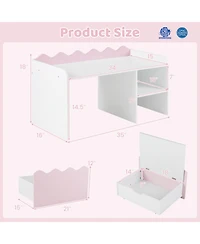 Sugift Scalloped Kids Bookshelf and Toy Storage Organizer with Movable Bin